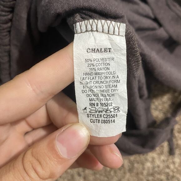 Chalet Tunic Top Womens Large Purple Button Front Long Sleeve Drawstring Hem USA - Picture 5 of 8